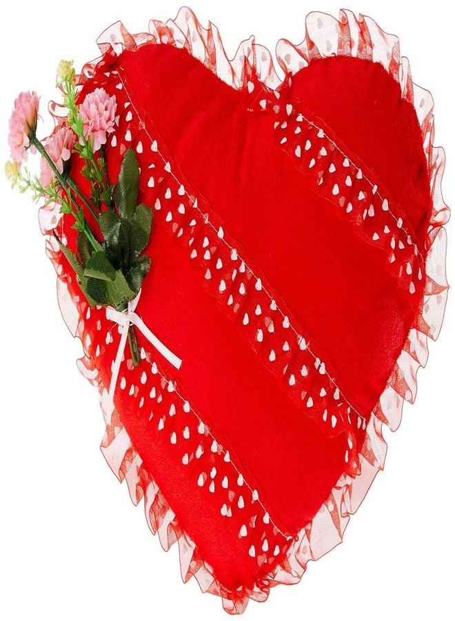 تيكلز لعبة قطيفة ناعمة محشوة على شكل قلب مع وسادة وردة، هدية مثالية للأولاد والبنات في ذكرى الزواج وأعياد الميلاد وعيد الحب (الحجم: 28 سم، اللون: أحمر) - Image 1